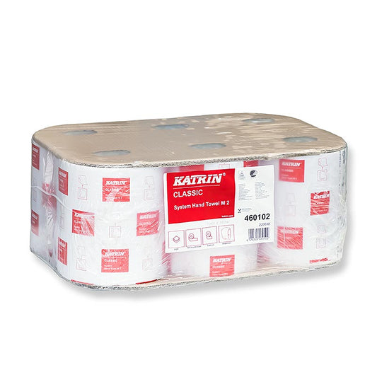 Rouleaux d'essuie-mains Katrin Classic, 2 plis, extra-blanc, 21cm, 680 feuilles, 6 pces - Rouleaux d'essuie-mains extra-blancs 2 plis avec 680 feuilles par rouleau, idéal pour une propreté maximale dans les cuisines, salles de bains et sanitaires publics