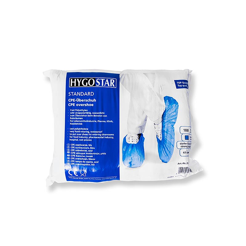 Couvre-chaussures CPE, bleu, 100 pces - protection de haute qualité contre les substances nocives dans les cuisines, les ateliers, les laboratoires et autres domaines Facile à nettoyer, confortable et résistant à la déchirure