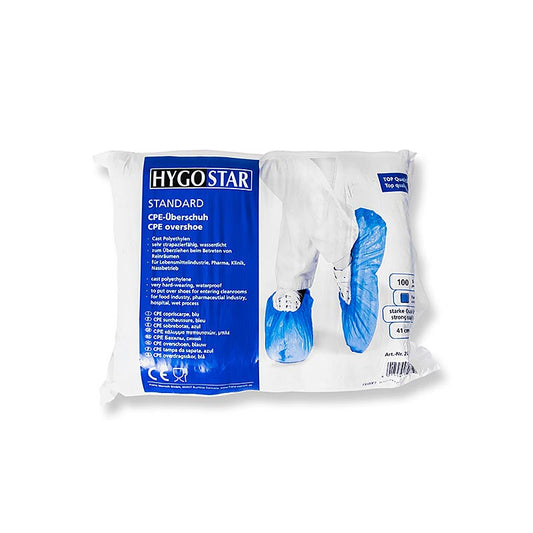 Couvre-chaussures CPE, bleu, 100 pces - protection de haute qualité contre les substances nocives dans les cuisines, les ateliers, les laboratoires et autres domaines Facile à nettoyer, confortable et résistant à la déchirure