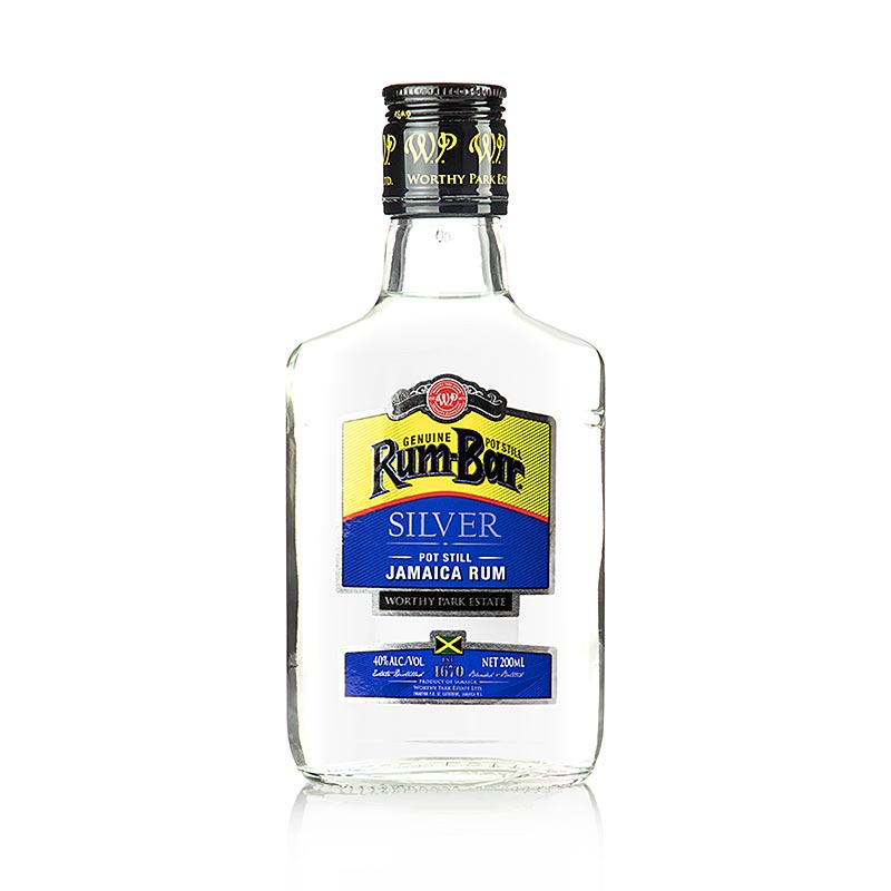 Worthy Park Rum Bar Silver, 40% vol, Jamaïque, 200 ml - une bouteille de délicieux rhum jamaïcain à 40% d'alcool, d'une contenance de 200 ml