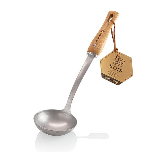 deBUYER B Bois Louche, acier inoxydable/bois (270102), 1 pce - Cuillère de cuisine en acier inoxydable et bois de haute qualité pour la cuisine