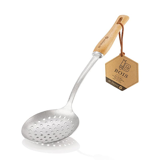 Alt text : deBUYER B Bois Cuillère à fil (cuillère à tamiser) en acier inoxydable et bois, 270104, 1 pièce - cuillère de cuisine de qualité supérieure avec fonction de tamisage