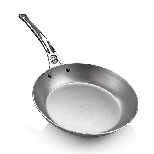 deBUYER Mineral B Element Pro Poêle à frire, 28cm (568028), 1 pce - Une poêle à frire de haute qualité de 28cm en acier laminé blanc indéformable, avec revêtement en cire d'abeille pour un meilleur effet anti-adhérent et une cuisson facile, convient à tous les types de cuisinières