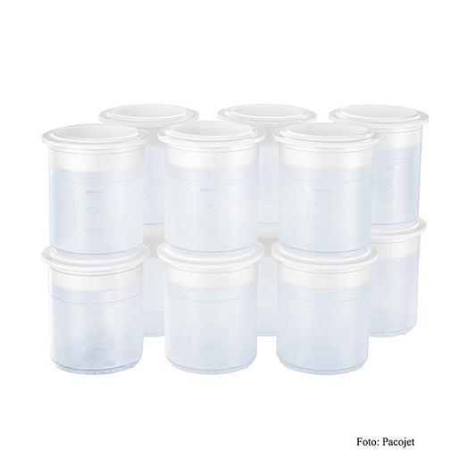 PACOJET Pot à pacosser en plastique avec couvercle, set, 12 pcs - idéal pour la préparation de mousses, sorbets et sauces, lavable au lave-vaisselle et facile à nettoyer, capacité 1 litre par pot