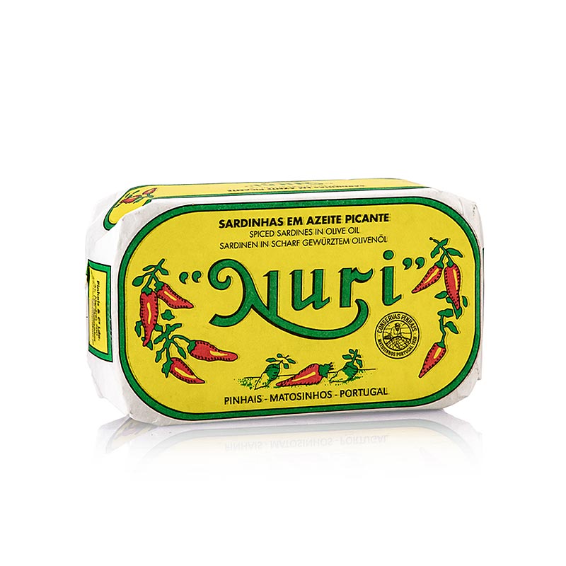 Sardines à l'huile d'olive, piquantes, 3-5 pièces, Nuri (Portugal), 125 g - Un délice de qualité et de fraîcheur en provenance du Portugal, parfait pour une grande variété de plats