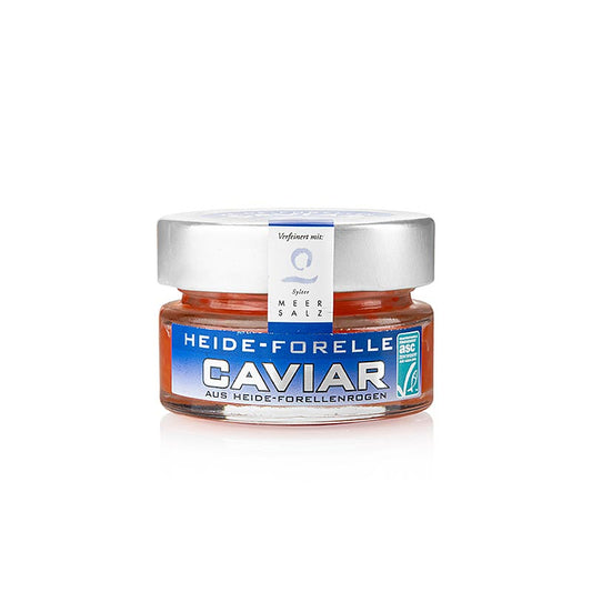Caviar de truite Heide au sel marin de Sylt, orange-rouge, certifié ASC, paquet de 50 g - Caviar de truite exquis au sel marin de qualité, idéal pour les gourmets et la pêche durable