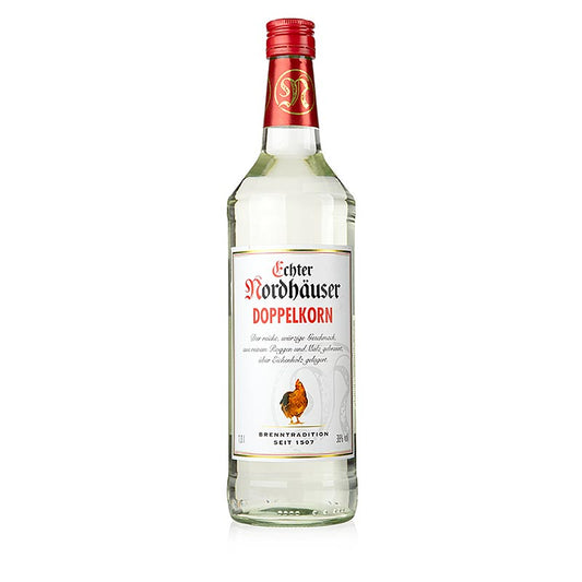Bouteille de Nordhäuser Doppelkorn, 38% vol, 1 l, eau-de-vie allemande traditionnelle