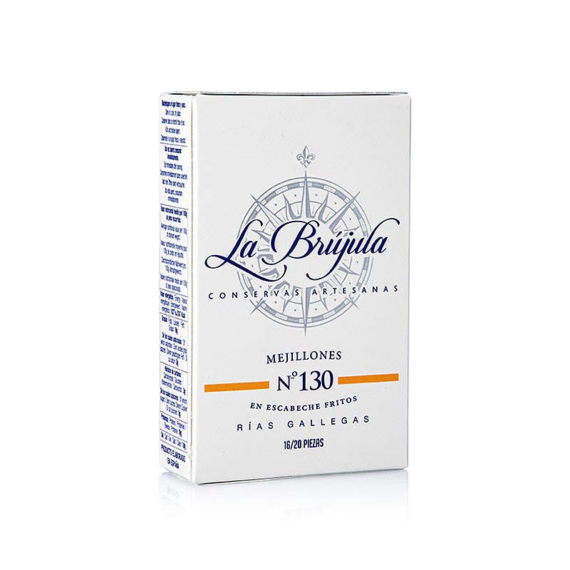 Moules en sauce escabèche petit format, 16-20 pièces par boîte, de La Brújula (LB130), 110 g
