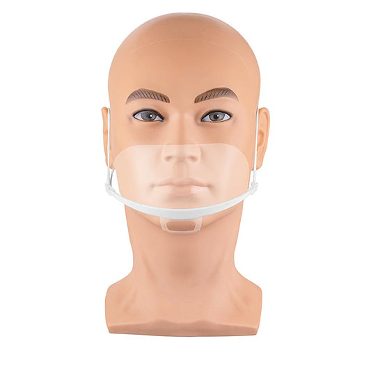 Masque bucco-nasal, transparent & blanc, en polycarbonate, réutilisable, avec vision et communication claires, 100% chef - Acheter en Suisse