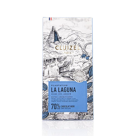 Tablette de chocolat amer de plantation La Laguna, 70 g, de Michel Cluizel, aux saveurs de prune, de cacao grillé, de pomme cuite au beurre et plus, provenant des forêts montagneuses d'Alta Verapaz, Guatemala
