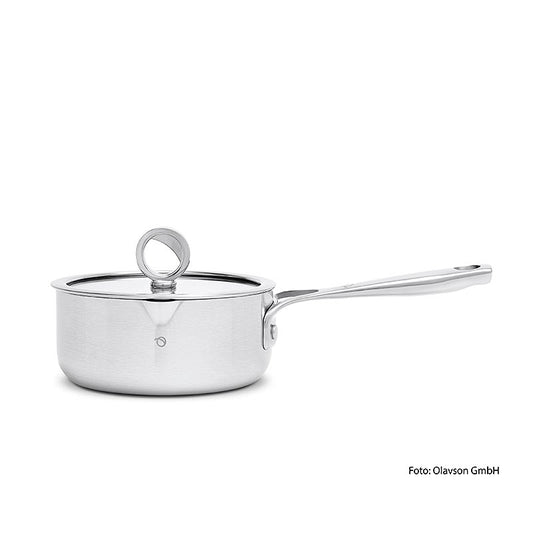 Casserole à manche avec noyau en cuivre et couvercle, diamètre 16cm, contenance 1,3l