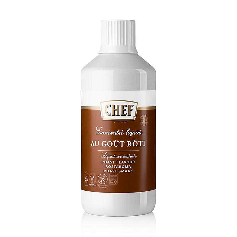 Concentré d'arôme de torréfaction liquide sans levure de la marque CHEF, 1 litre, pour un goût de torréfaction intense dans les créations culinaires