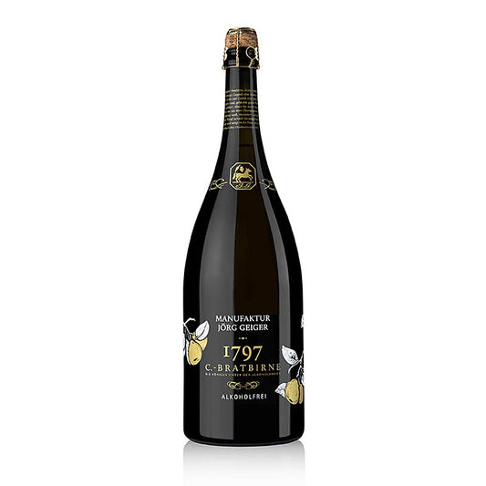 Vin mousseux de poire à rôtir de Champagne, sans alcool, Magnum, 1,5 l - Fermentation traditionnelle en bouteille de variétés de fruits des prés souabes, festif et exclusif, avec de fines notes de poire séchée et de brioche, 0,75l également disponible (article 56237)
