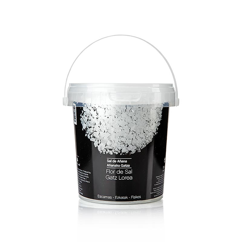 Flor de Sal de Añana, sel marin primitif espagnol, 500 g - Flocons de sel marin primitif croustillants de la vallée Salado de Anana au Pays basque, récoltés de manière traditionnelle selon les principes Slow Food et déclarés patrimoine agricole mondial de l'UNESCO