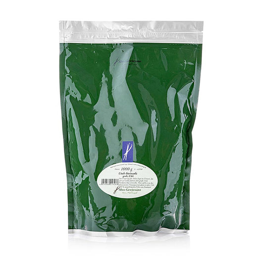 Image d'un paquet de 1 kg de gros sel gemme de l'Utah de l'Ancienne Épice, riche en minéraux naturels, idéal pour assaisonner viandes, poissons et légumes ou pour rehausser les plats