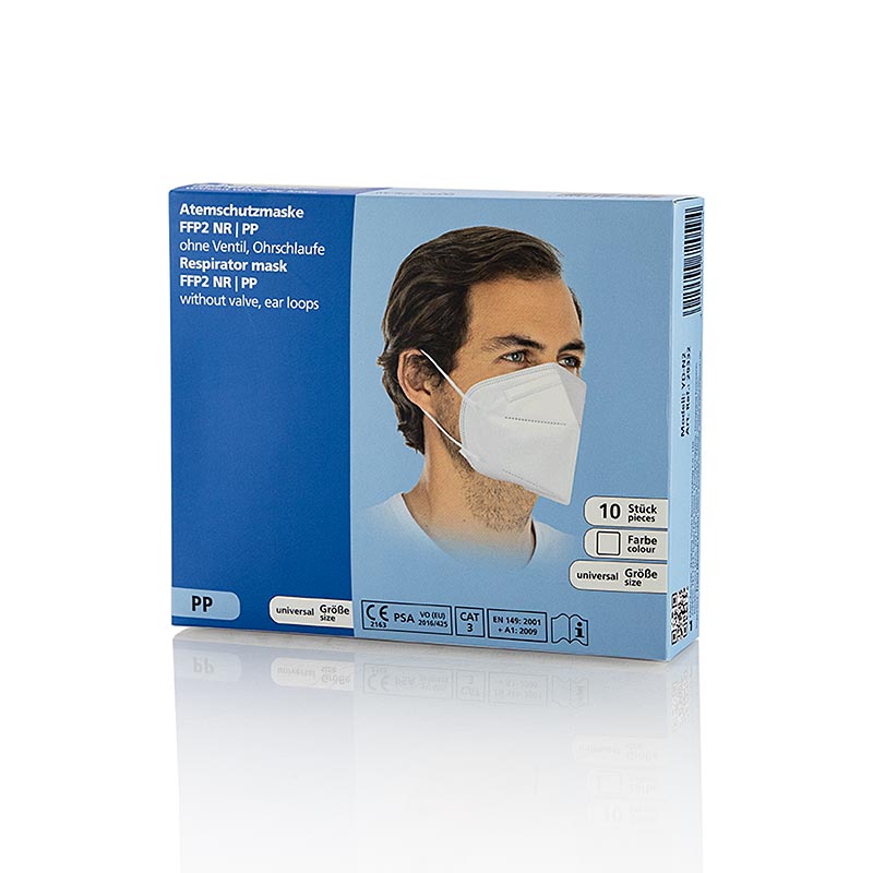 Masque de protection respiratoire FFP2, NR, PP, Hygostar, 10 pièces Emballage individuel, avec boucles d'oreilles, filtre les virus, la poussière et les bactéries, hypoallergénique