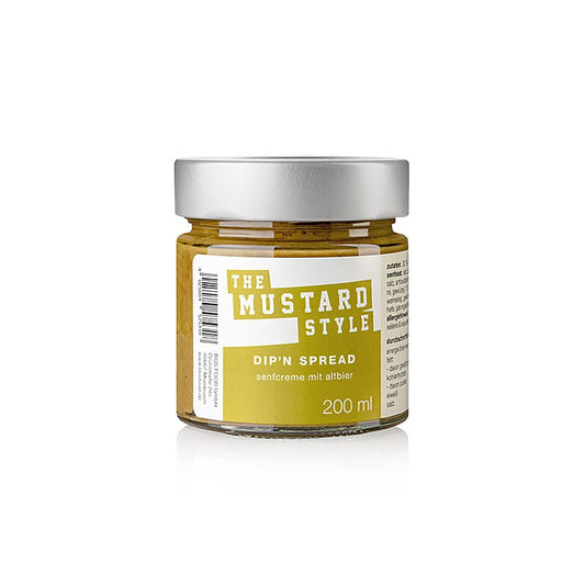 Serious Taste the mustard Senf, Ernst Petry, 200 ml - Crème de moutarde maison avec du malt torréfié concassé et du thym, piquant harmonieux et épicé, parfait pour les viandes grillées et les saucisses à rôtir