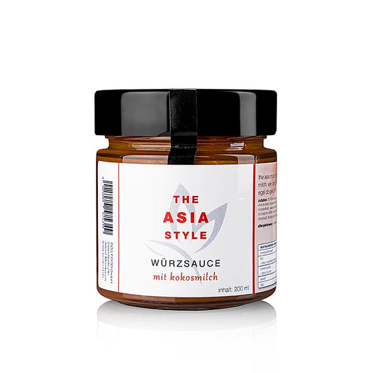 Sauce épicée The Asia Style au gingembre fort et au lait de coco frais, idéale pour la viande de porc et les plats de pâtes