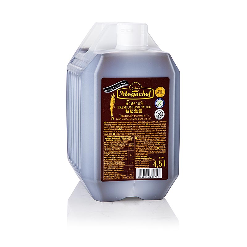 Grande bouteille de sauce de poisson Megachef, 4,5 l, sans gluten, pour les plaisirs culinaires