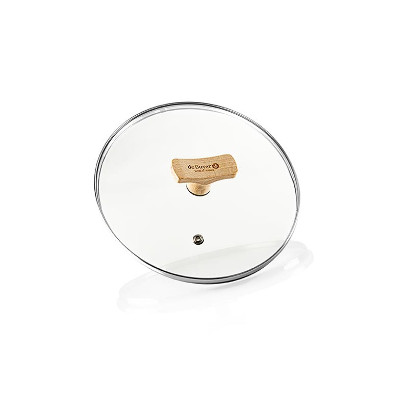 Couvercle en verre avec poignée en bois de hêtre deBUYER, Ø 20cm, convient à de multiples usages