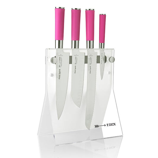 Bloc à couteaux en acrylique Rosa Spirit avec 4 couteaux de Dick, couteaux de cuisine de haute qualité