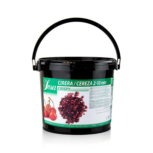 Morceaux de cerises lyophilisés (0-15mm) de Sosa Crispy, connu pour ses aides à la pâtisserie de haute qualité et très répandu en Espagne.