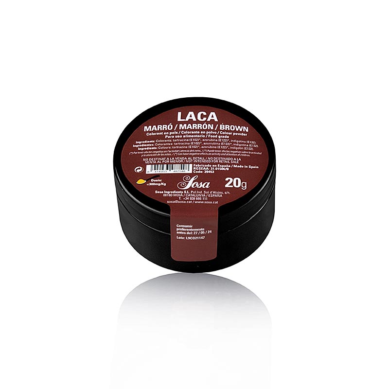Colorant alimentaire en poudre Sosa de couleur rouge-brun, soluble dans les graisses, idéal pour colorer le chocolat et d'autres ingrédients riches en graisses