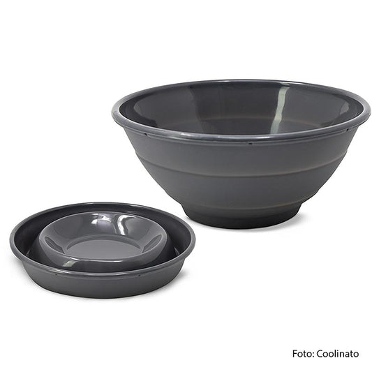Bol en silicone, pliable, gris, 20 cm, Coolinato, idéal pour la préparation et le service des aliments, lavable au lave-vaisselle, résistant à des températures de -40°C à 230°C