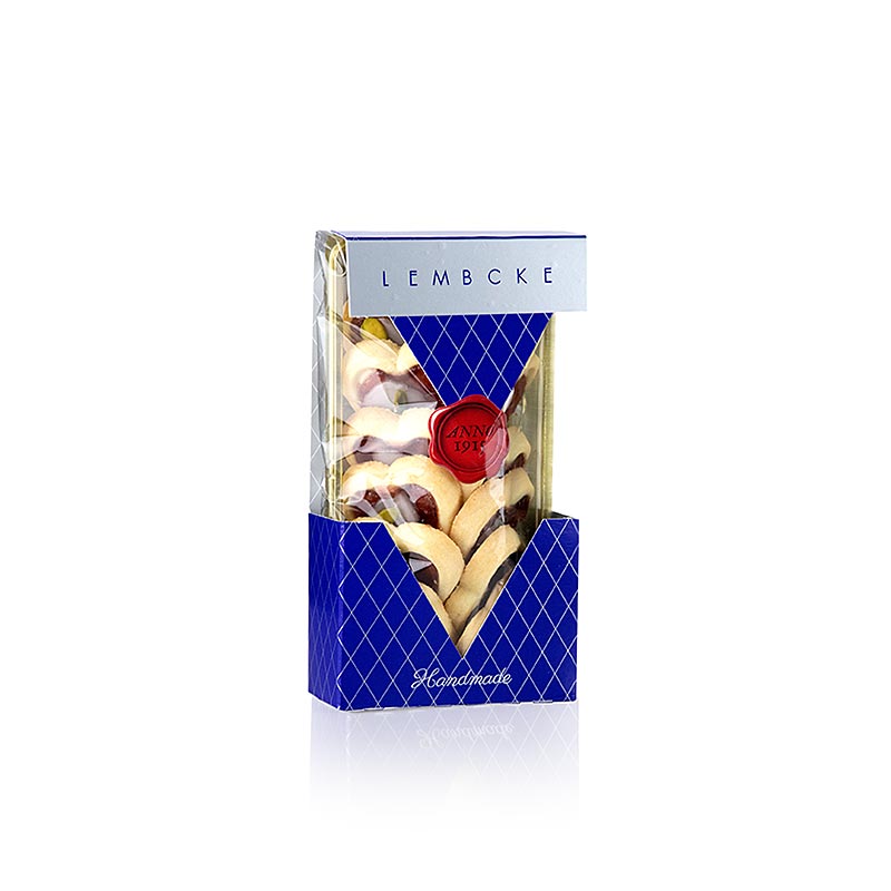 French

Ancien texte : Biscuits à thé Sweet Heart, Coeur de biscuit avec gelée de groseille & pistache, Lembcke, 100 g - délicieux biscuit fourré de fruits et de pistaches croquantes