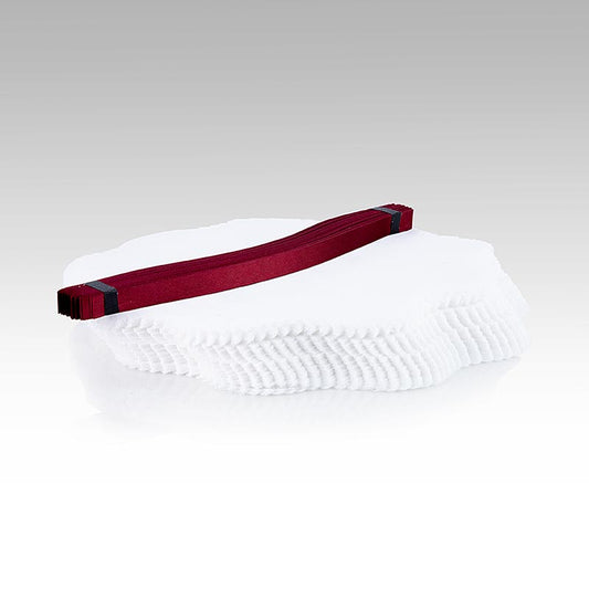 Serviette citron blanche avec ruban bordeaux, idéale pour servir et décorer la table, lot de 100