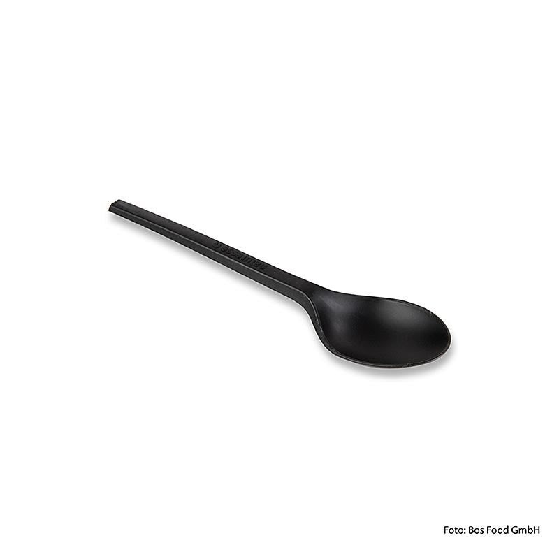 Cuillère à café noire Naturesse en CPLA réutilisable, 128mm, emballage de 1000 pièces