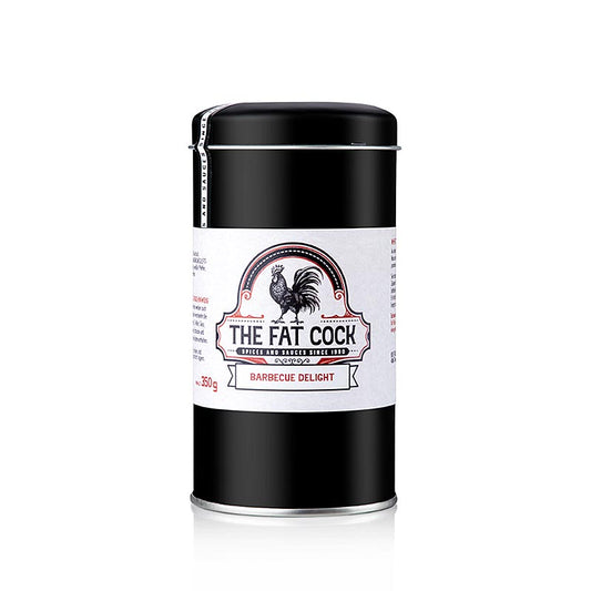 Le Fat Cock - Barbecue Delight, mélange de condiments, 350 g - polyvalent pour le poisson et la viande, parfait pour la marinade ou comme condiment de base pour une délicieuse sauce BBQ, symbolise la passion et l'envie d'en savoir plus