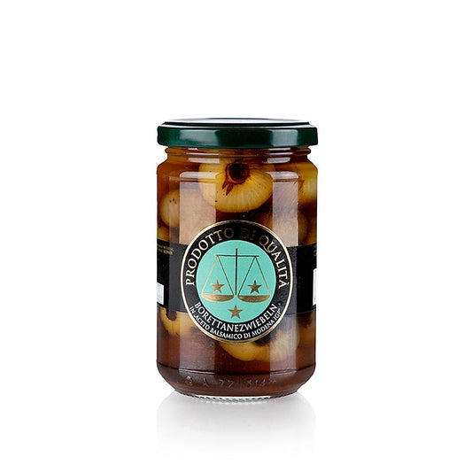 Borettanez Zwiebeln all' Aceto Balsamico, La Bilancia, 280 g - Oignons tendres dans un aceto aigre-doux, parfaits pour accompagner le pain, les plateaux de fromages et les plats de viande