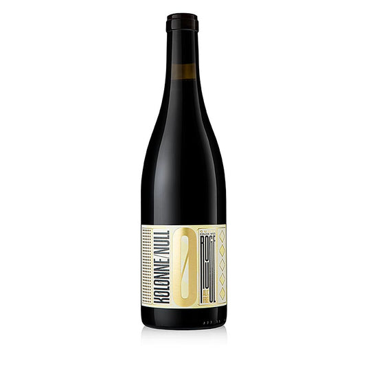 Bouteille de vin rouge espagnol sans alcool Cuvée Rouge No2 de Colonne Zéro, 750 ml, produit sur le plateau écologique de La Meseta, au bouquet puissant d'arômes de fruits noirs et de baies.