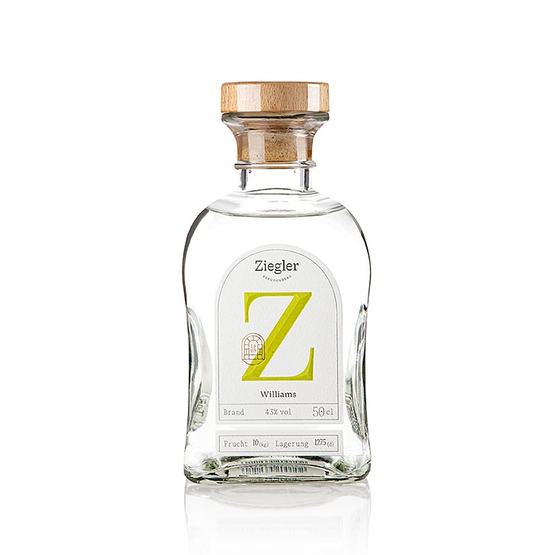 Eau-de-vie de poire Williams - Eau-de-vie noble, 43% vol, Ziegler, 500 ml - Eau-de-vie de poire Williams de haute qualité dans une bouteille de 500 ml avec 43% vol d'alcool de la distillerie renommée Ziegler