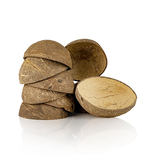 Set de coquilles de noix de coco de 100% Chef, 10 demi-coquilles, 8x11x4cm, idéal pour servir des plats exotiques, des desserts et des boissons, touche tropicale naturelle pour des présentations uniques