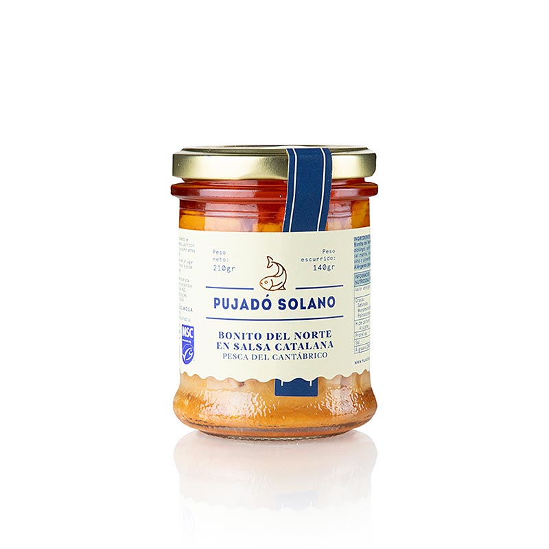 Thon blanc à la salsa catalane, pêché à la main dans le golfe de Gascogne, tendre et savoureux, idéal pour les salades ou nature