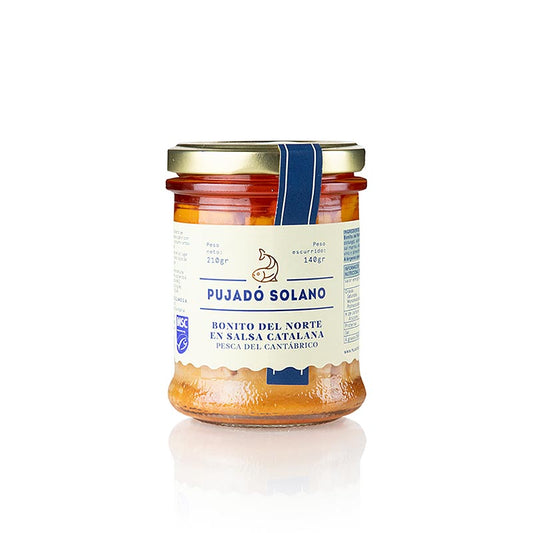 Thon blanc à la salsa catalane, pêché à la main dans le golfe de Gascogne, tendre et savoureux, idéal pour les salades ou nature