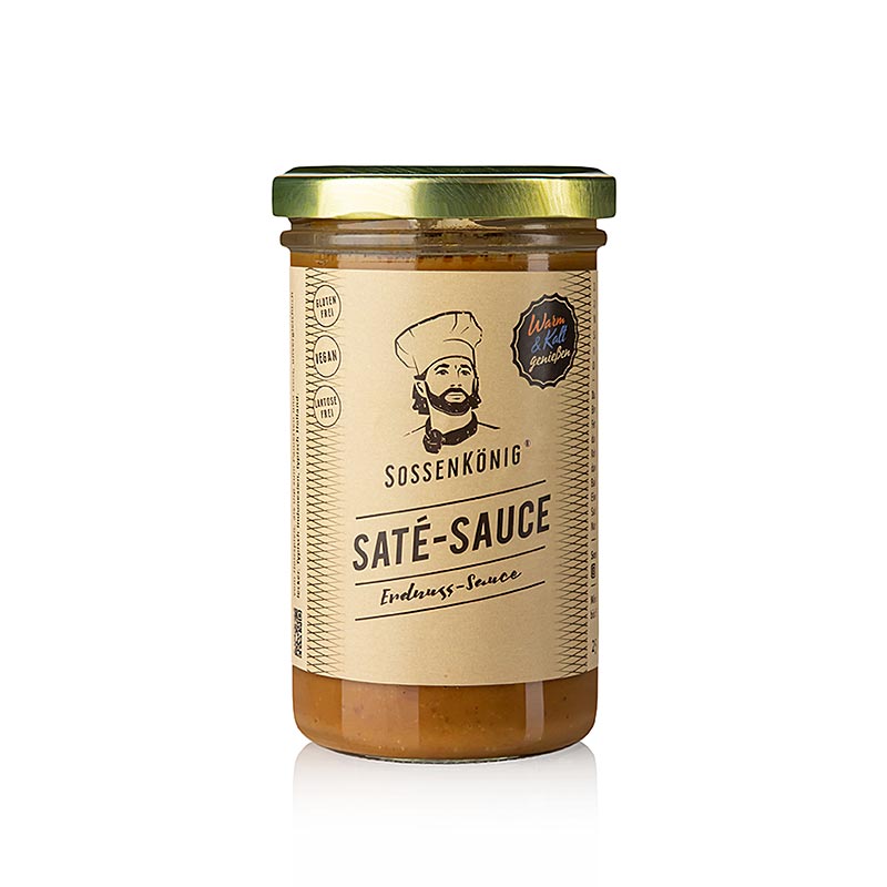 Sossenkönig - Saté Sauce (cacahuète), sauce prête à l'emploi, 250 ml - Sauce crémeuse aux cacahuètes au goût authentique, idéale comme dip ou comme accompagnement pour les viandes grillées, emballée dans un vaporisateur pratique de 250 ml