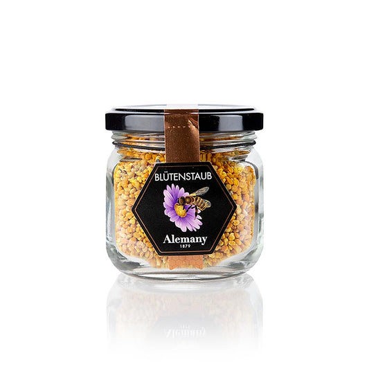 Pollen, Alemany, 125 g - Pollen de qualité supérieure au goût fin et mielleux, idéal pour garnir les yaourts, les smoothies ou les gâteaux, dans un emballage pratique de 125 grammes Complément polyvalent et sain de vos plats préférés