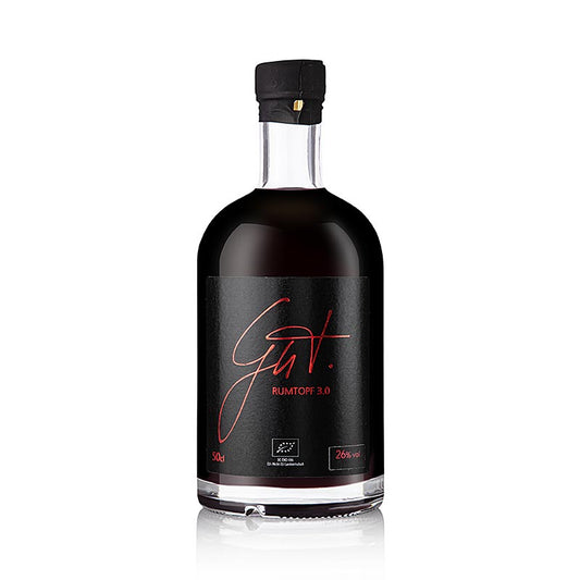 Bouteille en verre de 500 ml de GUT Rumtopf 30, 26% vol, Gutsküche BIO, produit alcoolisé