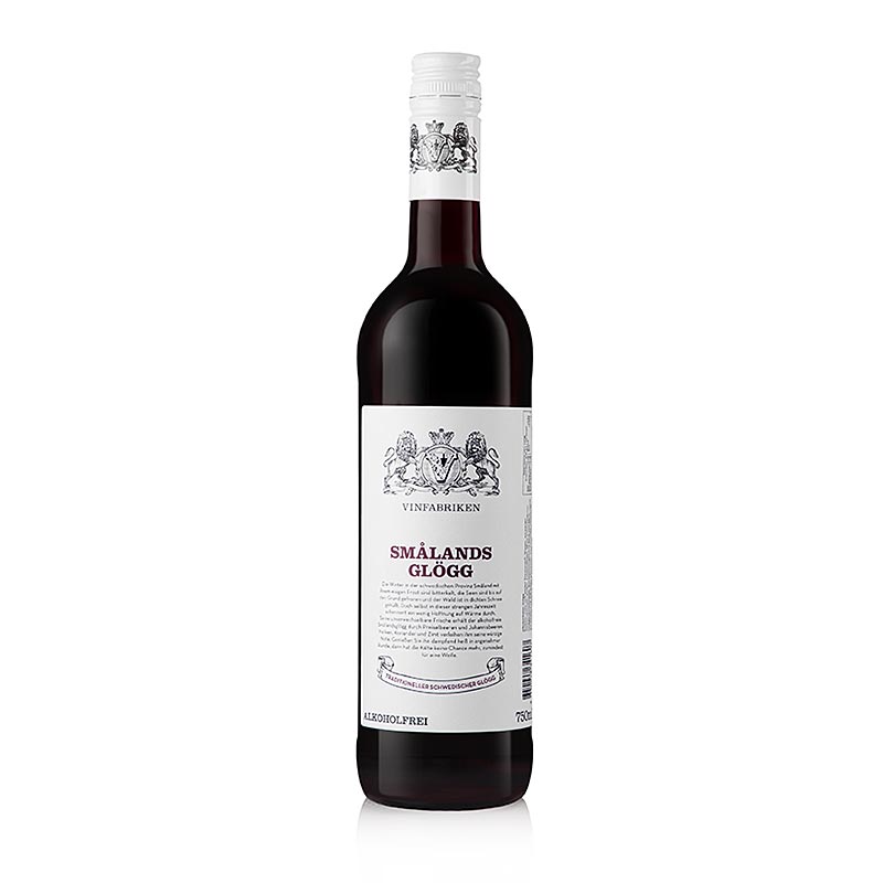 Vin chaud suédois sans alcool Vinfabriken Smalands Glögg, 750ml, fabriqué de manière artisanale selon une recette suédoise traditionnelle, parfait pour les soirées d'hiver agréables ou comme boisson réchauffante en vacances