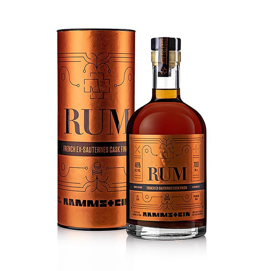 Rammstein Rum Limited Edition 2022 Sauternes Cask Finish, 46% vol, 750 ml - une édition limitée unique avec une finition exquise en fût de Sauternes et un volume d'alcool de 46% dans une bouteille de 750 ml