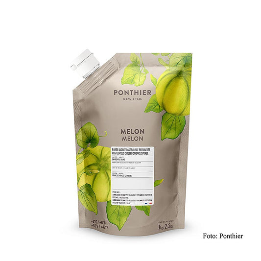 Ponthier Purée de melon (Charentais), avec sucre, 1 kg - Une option polyvalente et délicieuse pour les desserts, les smoothies, les cocktails et les sauces Fabriquée à partir de melons mûrs, parfaite pour les cuisiniers amateurs et professionnels