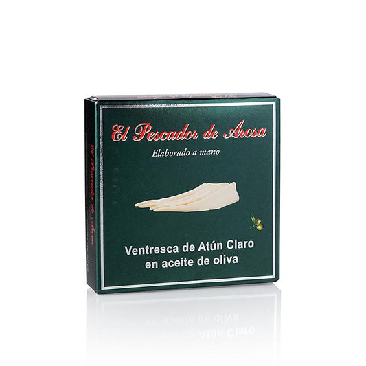 Ventresca, du thon listao, El Pescador, 111 g - Spécialité de thon de haute qualité avec un ventre tendre, récolté et conservé à la main, idéal pour des plats élégants ou à déguster sur du pain frais Découvrez le goût authentique de la cuisine espagnole