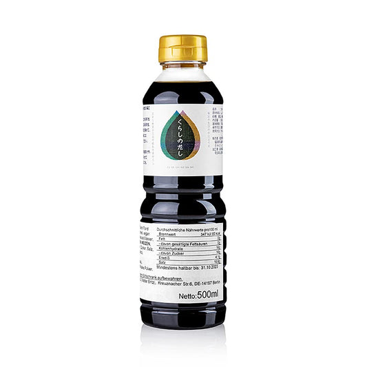 Concentré de dashi sombre et végétalien de Fueki-Shoyu du Japon, 500 ml, idéal pour les soupes, les sauces et les marinades, pour apporter le goût authentique du Japon dans votre cuisine