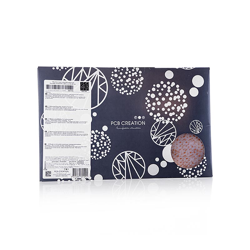Film pelable Paris Bronze (taches jaune-or) pour chocolat, 40x25cm, 1 pc - Film jaune-or moucheté pour une présentation professionnelle des chocolats
