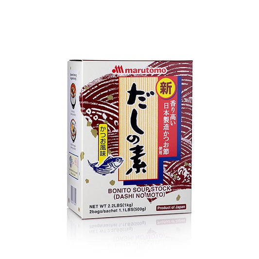 Fond de soupe de poisson Marutomo Dashi no moto, 1 kg - base pour les soupes et plats japonais, fabriqué à partir de bonite et de kombu séchés, goût riche et riche en umami, idéal pour les cuisiniers amateurs