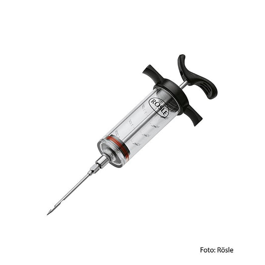 Seringue à mariner Rösle 50ml en acier inoxydable durable, idéale pour mariner la viande, le poisson et les légumes, aiguille amovible pour un travail précis, facile à nettoyer
