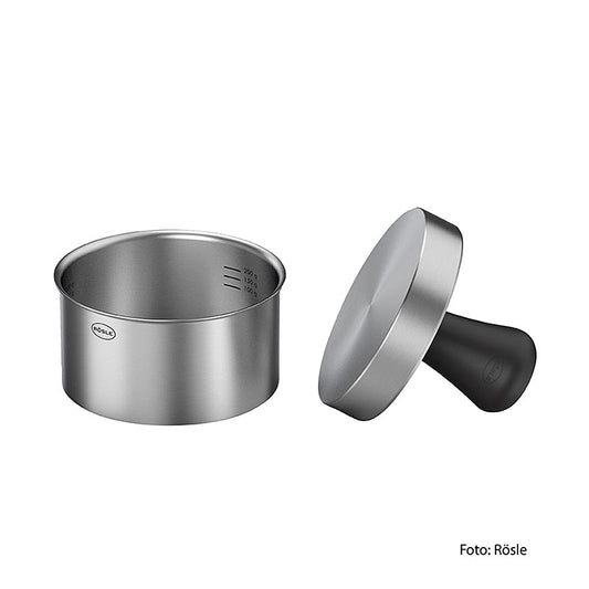 Presse à burger en acier inoxydable de haute qualité pour des burgers parfaitement formés, 11x6 cm, lavable au lave-vaisselle